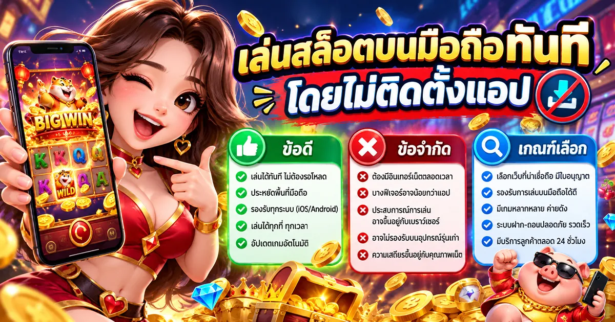 เล่นสล็อตบนมือถือทันทีโดยไม่ติดตั้งแอป ข้อดี ข้อจำกัด และเกณฑ์เลือก